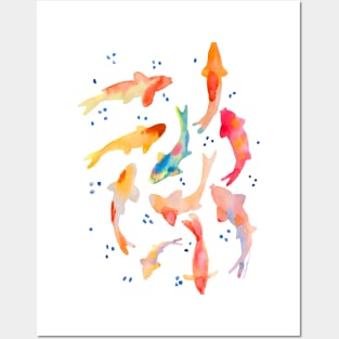 Watercolored Koi Pond Posters and Art